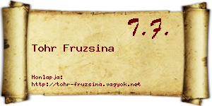 Tohr Fruzsina névjegykártya